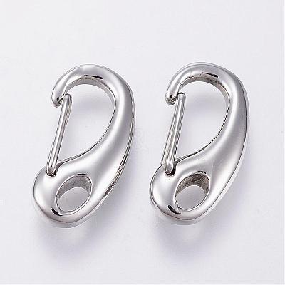 Tarnish Resistant 304 Stainless Steel Push Gate Snap Keychain Clasp Findings STAS-G039-04P-1