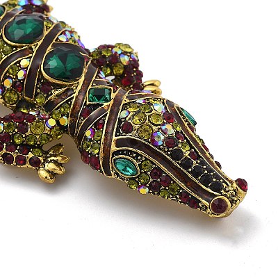 Crocodile Alloy Rhinestone  Brooches JEWB-Q006-04B-1