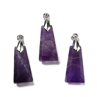 Natural Amethyst Faceted Pendants G-F774-02C-1