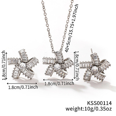 Chic Geometric Brass Rhinestones Stud Earrings & Necklaces for Woemn RP4250-4-1