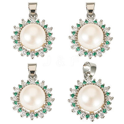 4Pcs Natural Pearl Pendants PALLOY-TAC0182-1