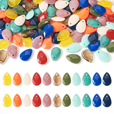 100Pcs 10 Colors Opaque Acrylic Charms MACR-TA0001-86-1