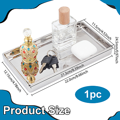 Rectangle Electroplate Ceramics Jewelry Display Plate STAS-WH0027-79-1