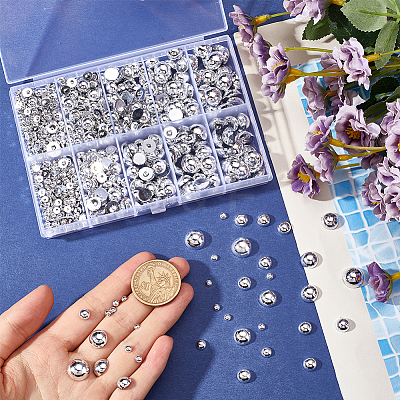 70G 5 Styles ABS Plastic Imitation Pearl Cabochons OACR-SC0001-45A-1