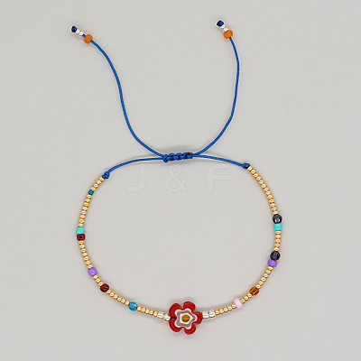 Flower Glass Seed Bead & Glass Beads Braided Bead Bracelets NS0067-1-1