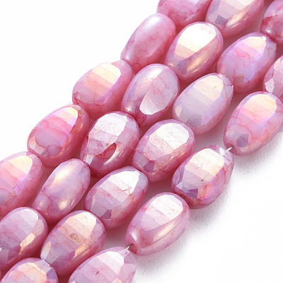 Opaque Baking Paint Crackle Glass Beads Strands EGLA-S174-21H-1