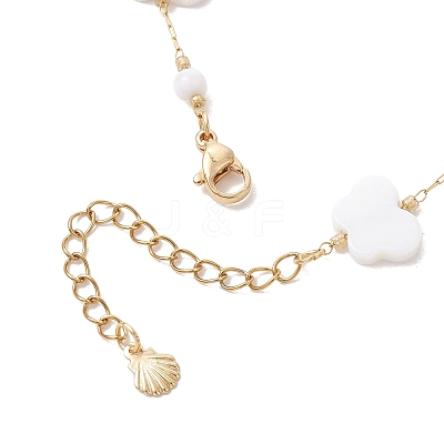 Summer Beach Natural White Shell Link Chain Anklets AJEW-AN00771-03-1