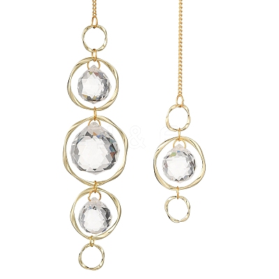 Alloy Ring & Glass Round Hanging Suncatchers GL-A001-01G-1