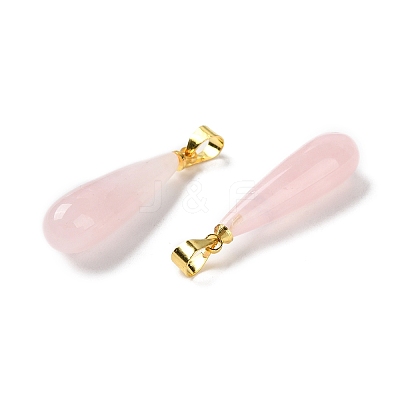 Natural Rose Quartz Teardrop Pendants G-Q005-03G-08-1