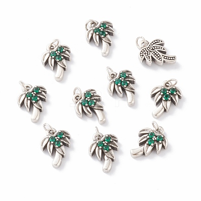 Brass Micro Pave Green Cubic Zirconia Charms ZIRC-A016-05AS-1