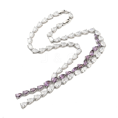Brass Micro Pave Cubic Zirconia Necklaces NJEW-H027-01P-07-1