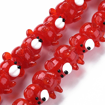 Transparent Handmade Bumpy Lampwork Beads Strands LAMP-T007-19-B07-1