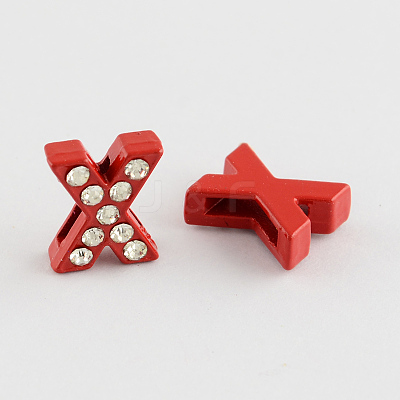 Mixed Color Zinc Alloy Grade A Rhinestone Letter Slide Charms ALRI-S130-X-1