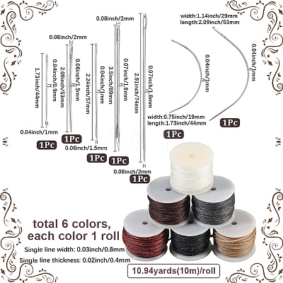 6 Rolls 6 Colors Flat Waxed Polyester Cord YC-CY0001-03-1