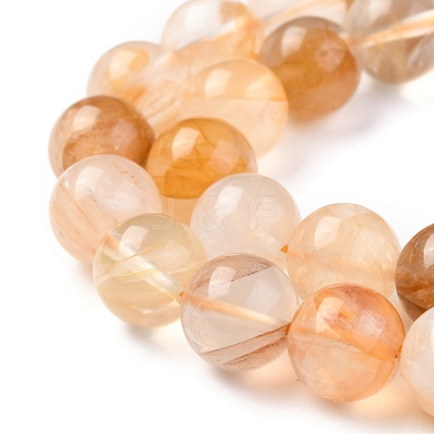 Natural Yellow Hematoid Quartz/Golden Healer Quartz Beads Strands G-M369-01A-1