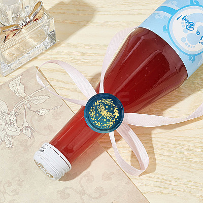 Brass Wax Seal Stamp with Wood Handle AJEW-WH0412-0025-1