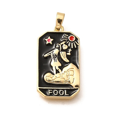 Tarot Card Brass Enamel Pendents KK-R212-02G-05-1