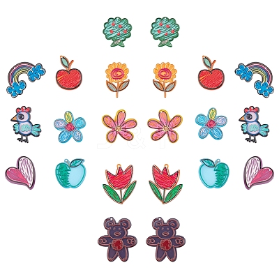 22Pcs 11 Style Transparent Acrylic Pendants KY-SC0001-49-1