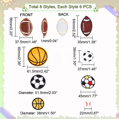 48Pcs 8 Style Computerized Embroidery Cloth Iron On/Sew On Patches DIY-PH0006-79-1