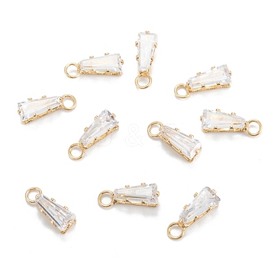 Brass Clear Cubic Zirconia Charms ZIRC-G170-10G-1