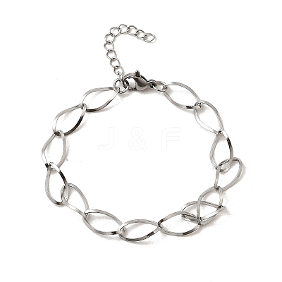 304 Stainless Steel Link Chain Bracelets for Women BJEW-A051-02P-1