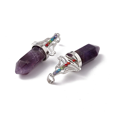 Natural Amethyst Big Pointed Pendants G-I342-01P-02-1