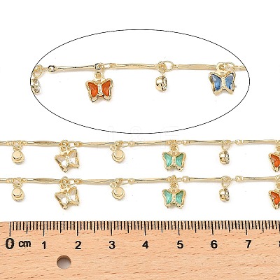 Rack Plating Brass Bar Link Chains CHC-A007-16KCG-1