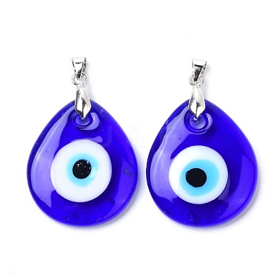 Handmade Evil Eye Lampwork Pendants LAMP-C001-01-1