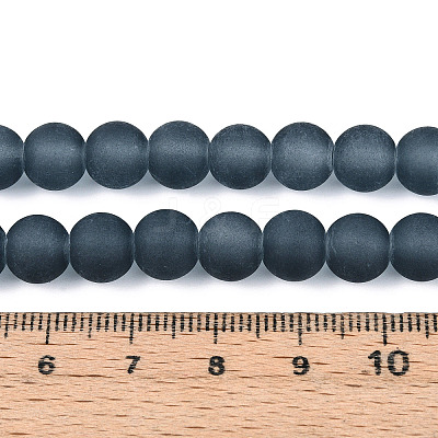 Frosted Transparent Glass Beads Strands GLAA-S031-8mm-12-01-1