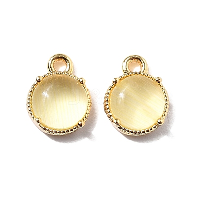 Flat Round Brass Charms KK-D024-03E-G-1