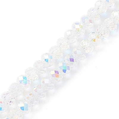 Electroplate Transparent Glass Beads Strands EGLA-K015-07F-1