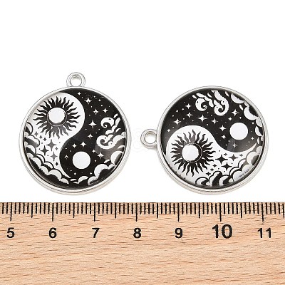 Printed Alloy Glass Pendants GL-CBA2376-01P-B-1