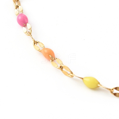 304 Stainless Steel Enamel Link Chains Bracelets BJEW-JB06336-1