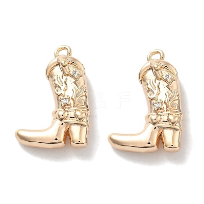 Brass Micro Pave Clear Cubic Zirconia Pendants X-KK-M102-25G-1
