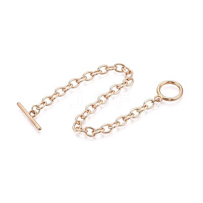 201 Stainless Steel Cable Chain Bracelets for Men Women BJEW-N036-01G-1