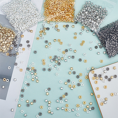 500Pcs 2 Colors CCB Plastic Beads CCB-ME0001-07-1