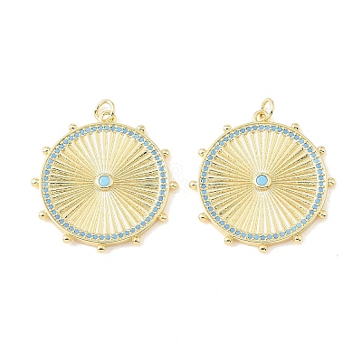 Brass Micro Pave Sky Blue Cubic Zirconia Pendants CU-CBA9CBD-02G-1