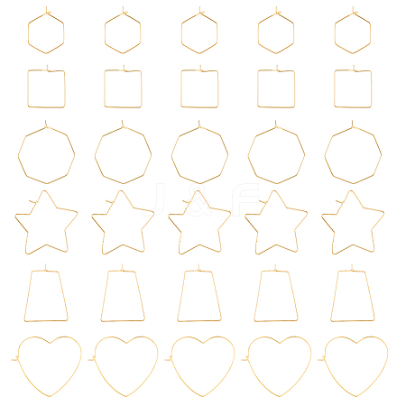 36Pcs 6 Style Brass Hoop Earring Findings KK-FH0005-44-1