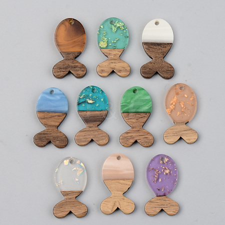 Resin & Walnut Wood Pendants RESI-S389-053B-1