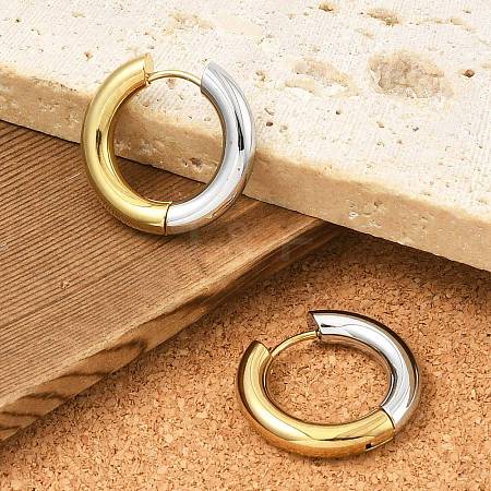 201 Stainless Steel Two Tone Hoop Earrings EJEW-Q002-01G-06-1