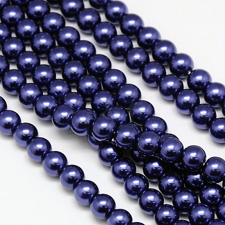Eco-Friendly Dyed Glass Pearl Round Beads Strands HY-A002-6mm-RB069-1