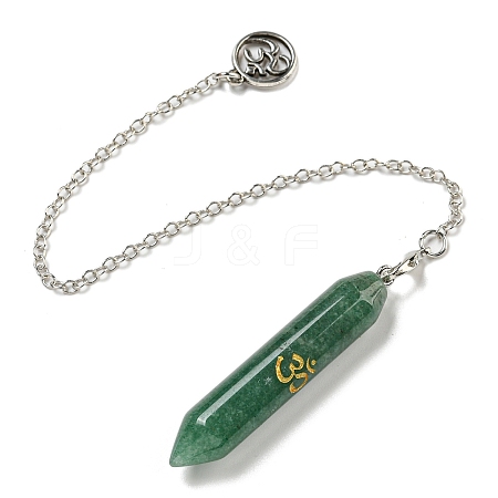 Bullet Natural Green Aventurine Pointed Dowsing Pendulums AJEW-B106-01AS-08-1