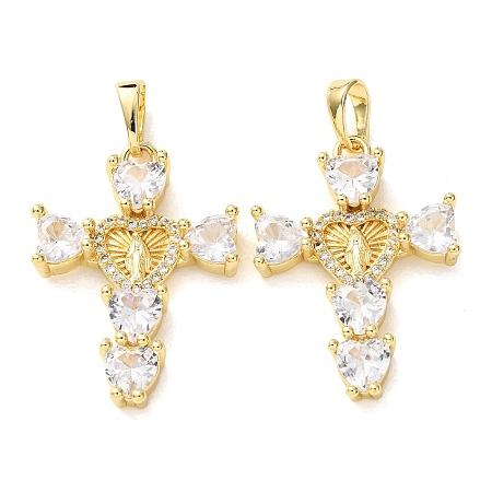 Easter Brass Micro Pave Clear Cubic Zirconia Pendants CU-E003-09G-B-1
