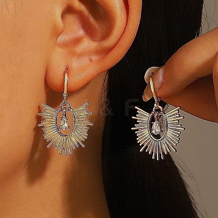 304 Stainless Steel Rhinestone Hoop Earrings FS-WG82045-24-1