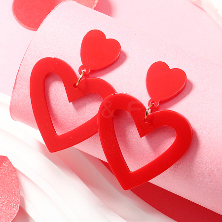 Valentine's Day Acrylic Dangle Stud Earrings SV9698-3-1