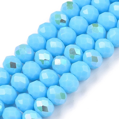 Electroplate Opaque Solid Color Glass Beads Strands EGLA-A044-P6mm-L08-1