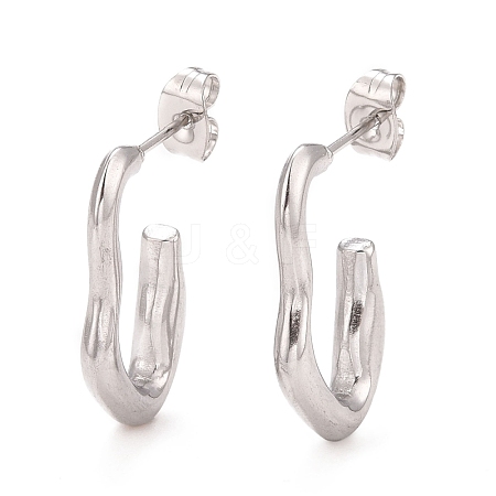 Non-Tarnish 304 Stainless Steel C-shape Stud Earrings EJEW-P197-03P-1