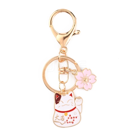 Chinese Style Alloy Enamel Keychains KEYC-WH0027-42B-1