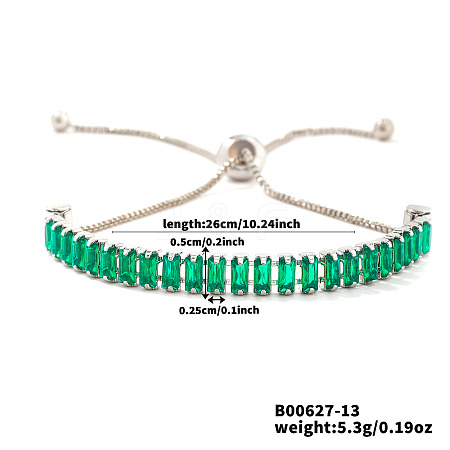 Adjustable Brass Pave Cubic Zirconia Slider Bracelets YT3648-3-1