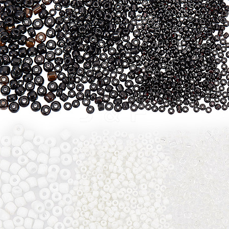 GOMAKERER White & Black Series Glass Seed Beads SEED-GO0001-03-1